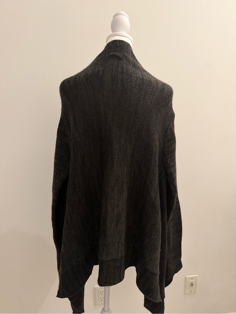 Ambiance Dark Charcoal Open-Front Draped Poncho Cardigan - Picture 3 of 6